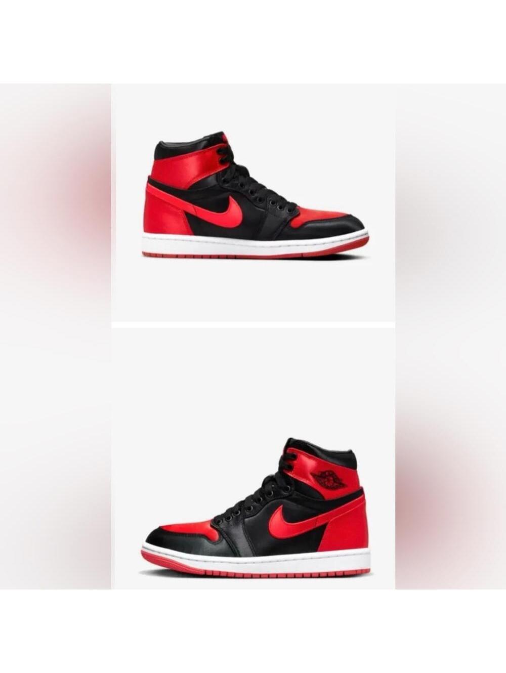 NEW Women's Air Jordan 1 Retro Hi OG ‘Satin Bred’ Hightop Tennis Shoes W/ BAG - Picture 9 of 9